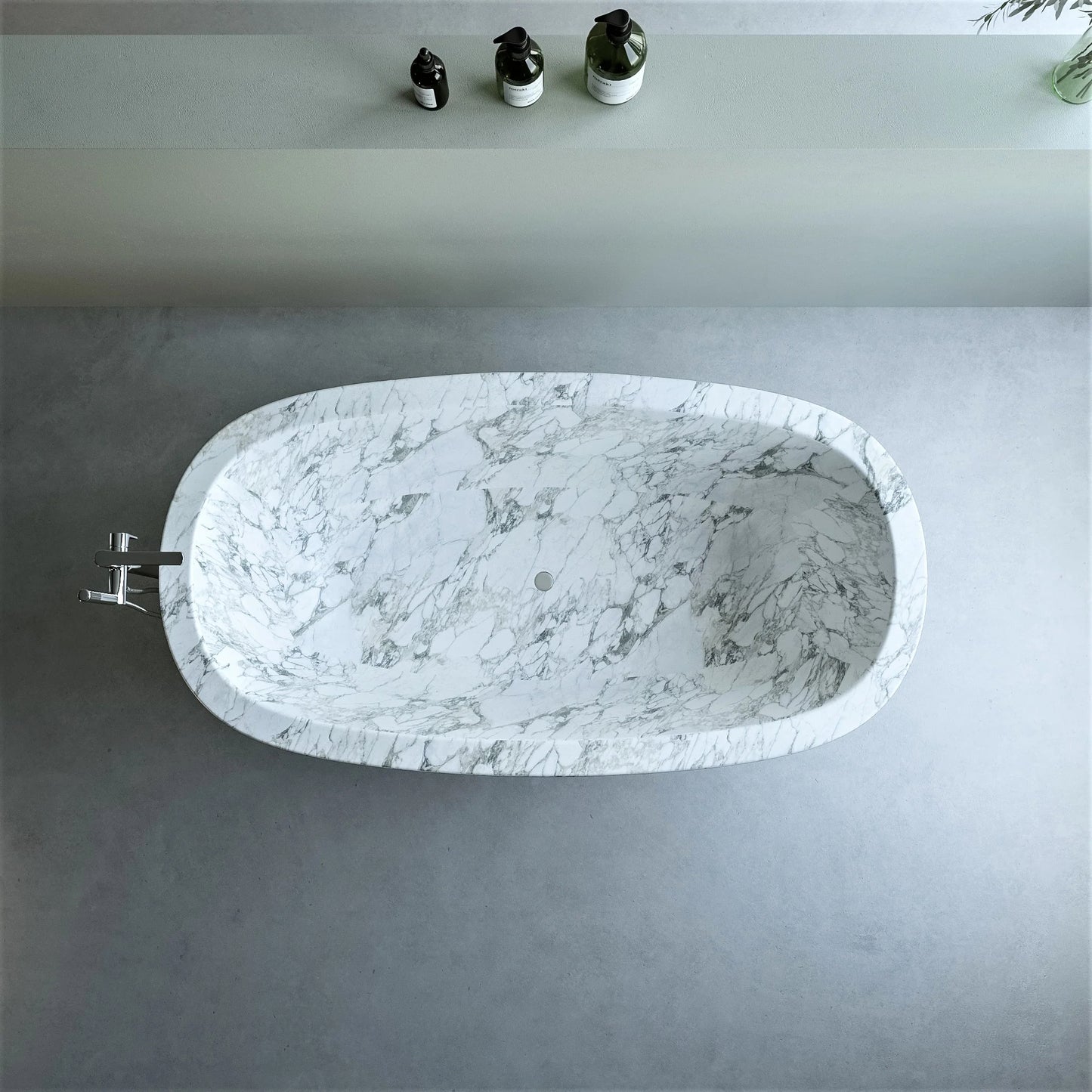 Marble Oval Bathtub | Luxury Modern Bathtub | White Marble Bathtub