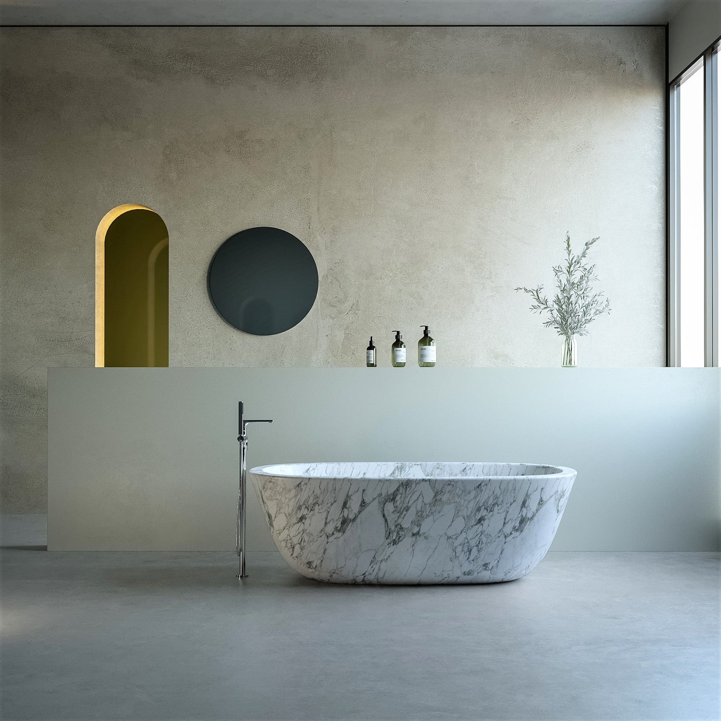 Marble Oval Bathtub | Luxury Modern Bathtub | White Marble Bathtub