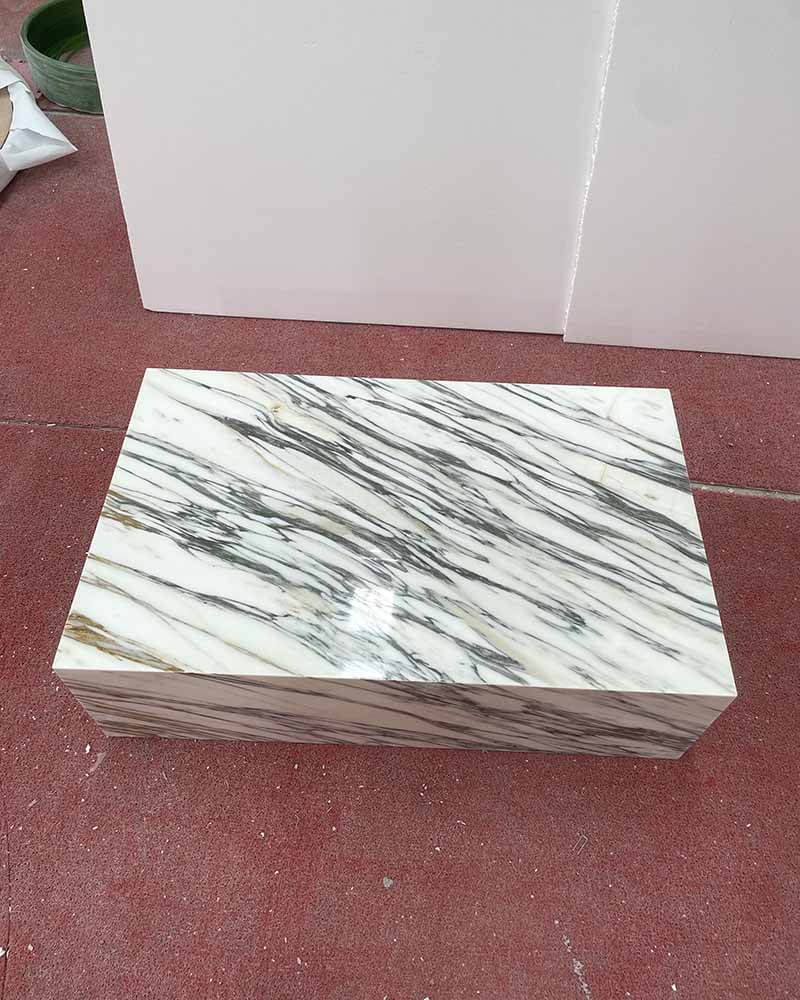 Arabescato Marble Rectangle Plinth Coffee Table