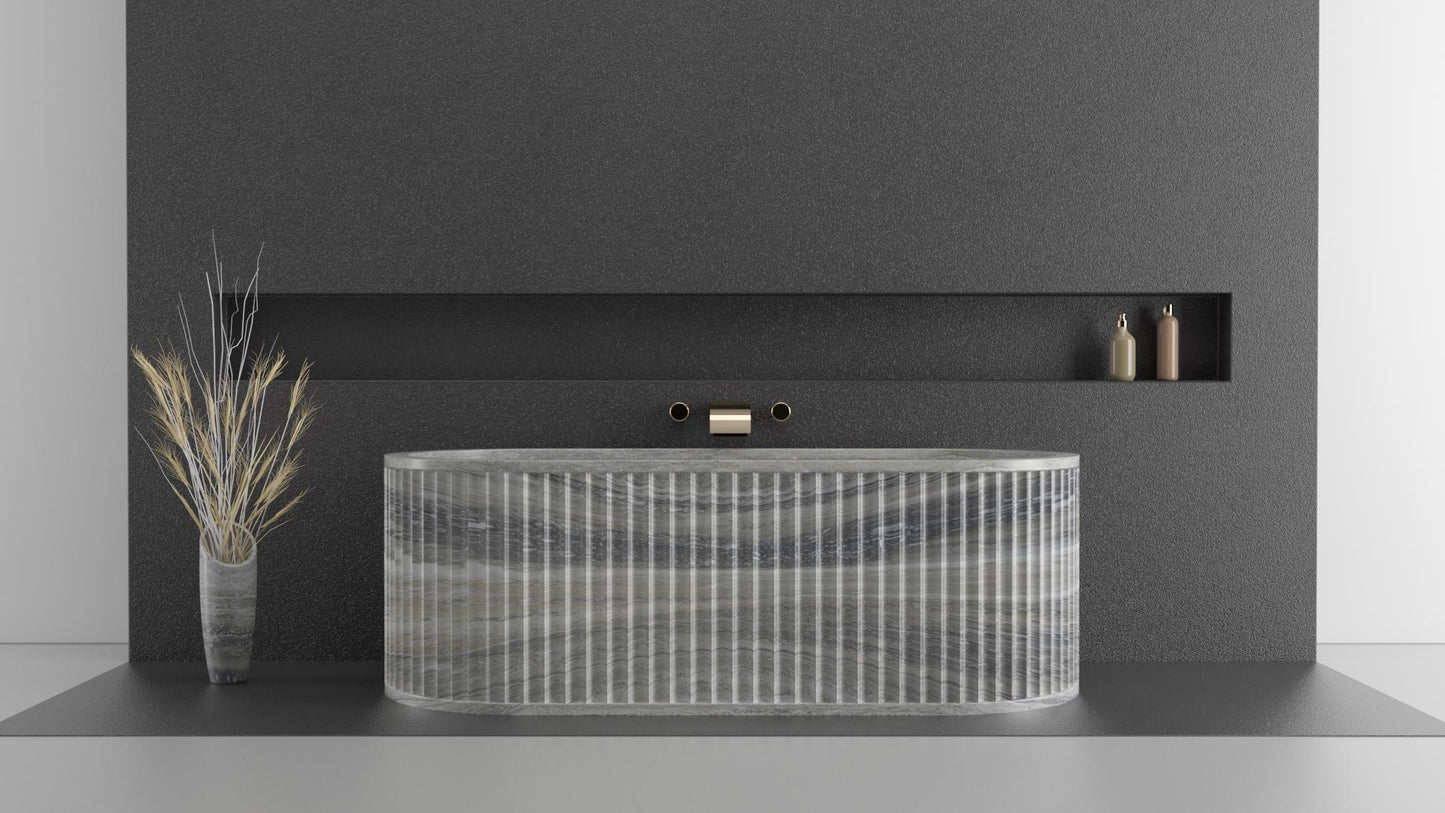 Silver Travertine Bathtub| Stone Bathtub |Luxury Modern Bathtub