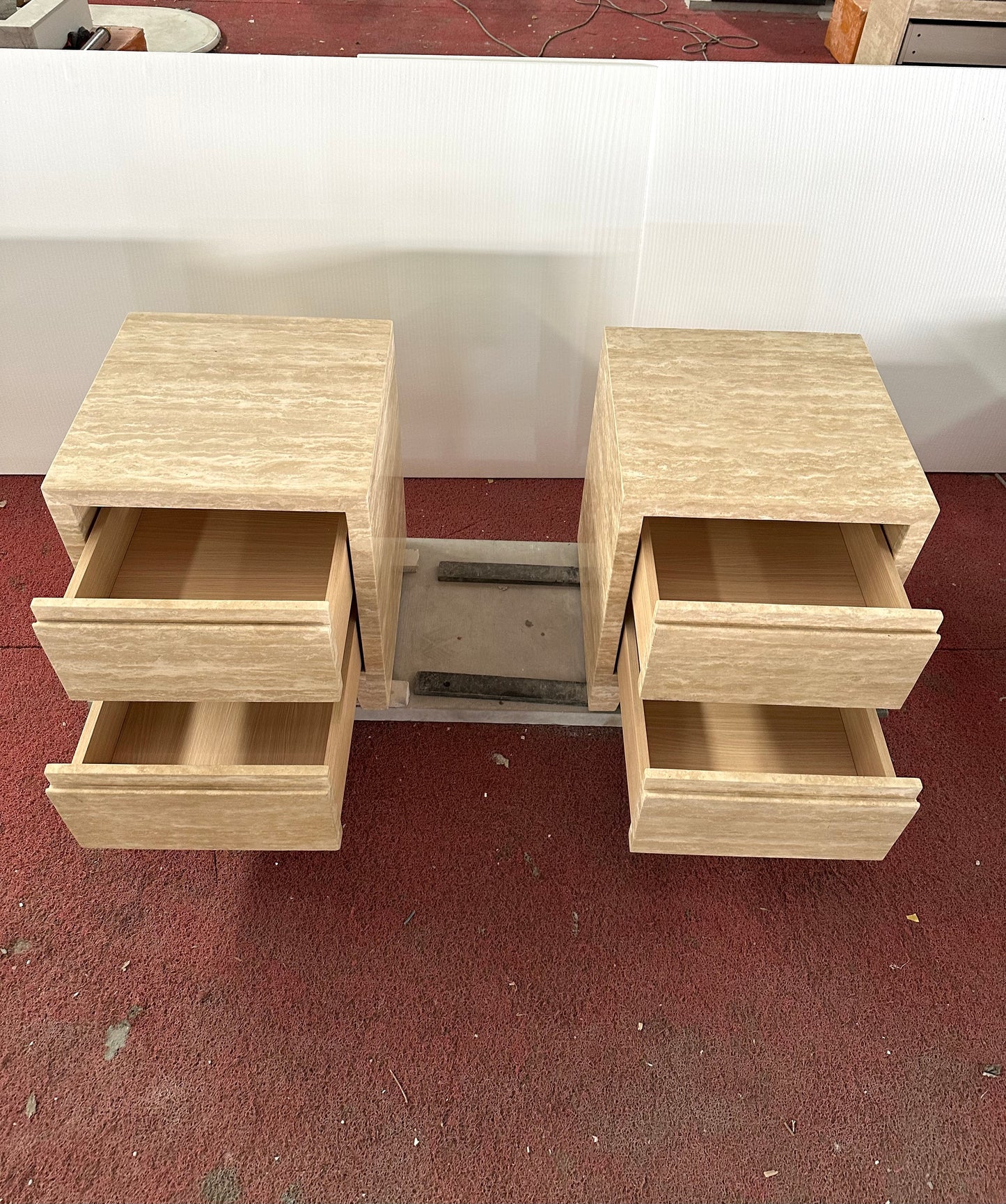 Beige Travertine Closed Nightstand | Ready to Ship