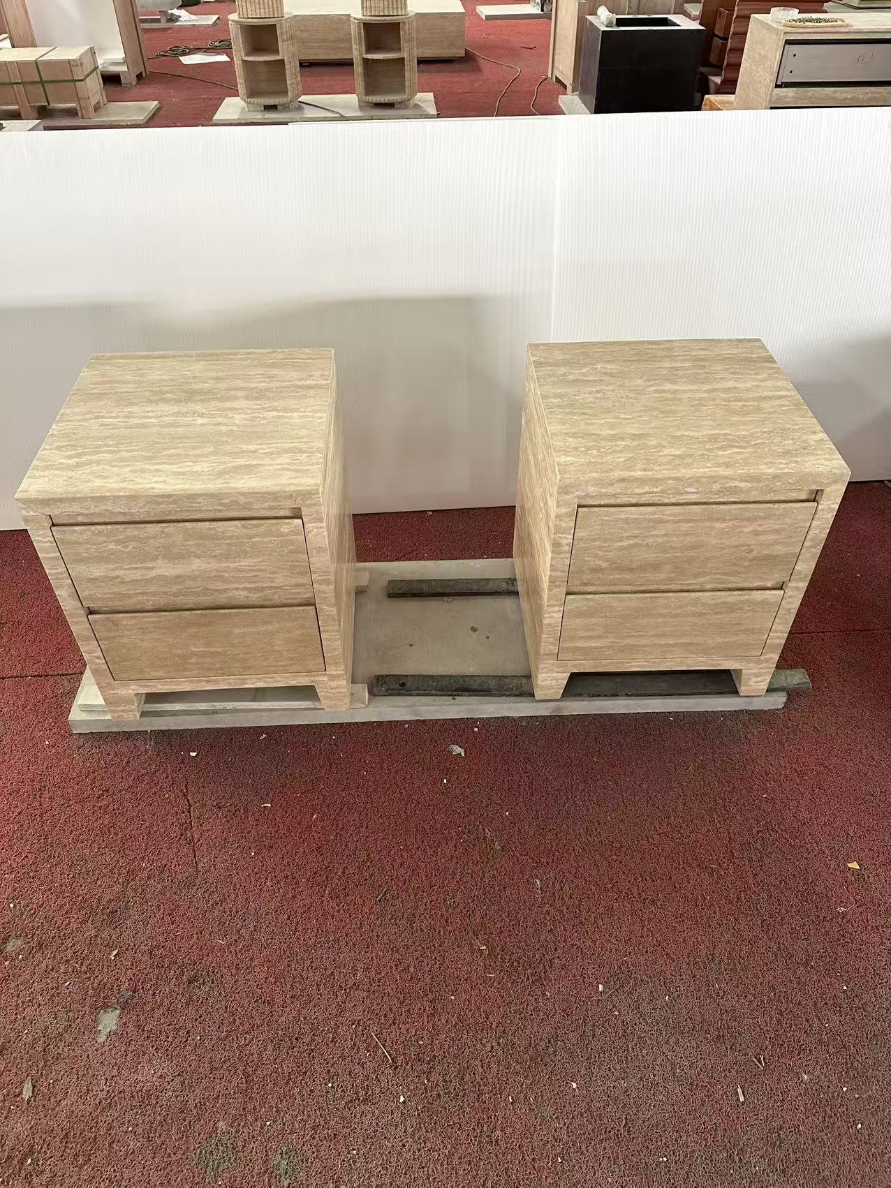 Beige Travertine Closed Nightstand | Ready to Ship