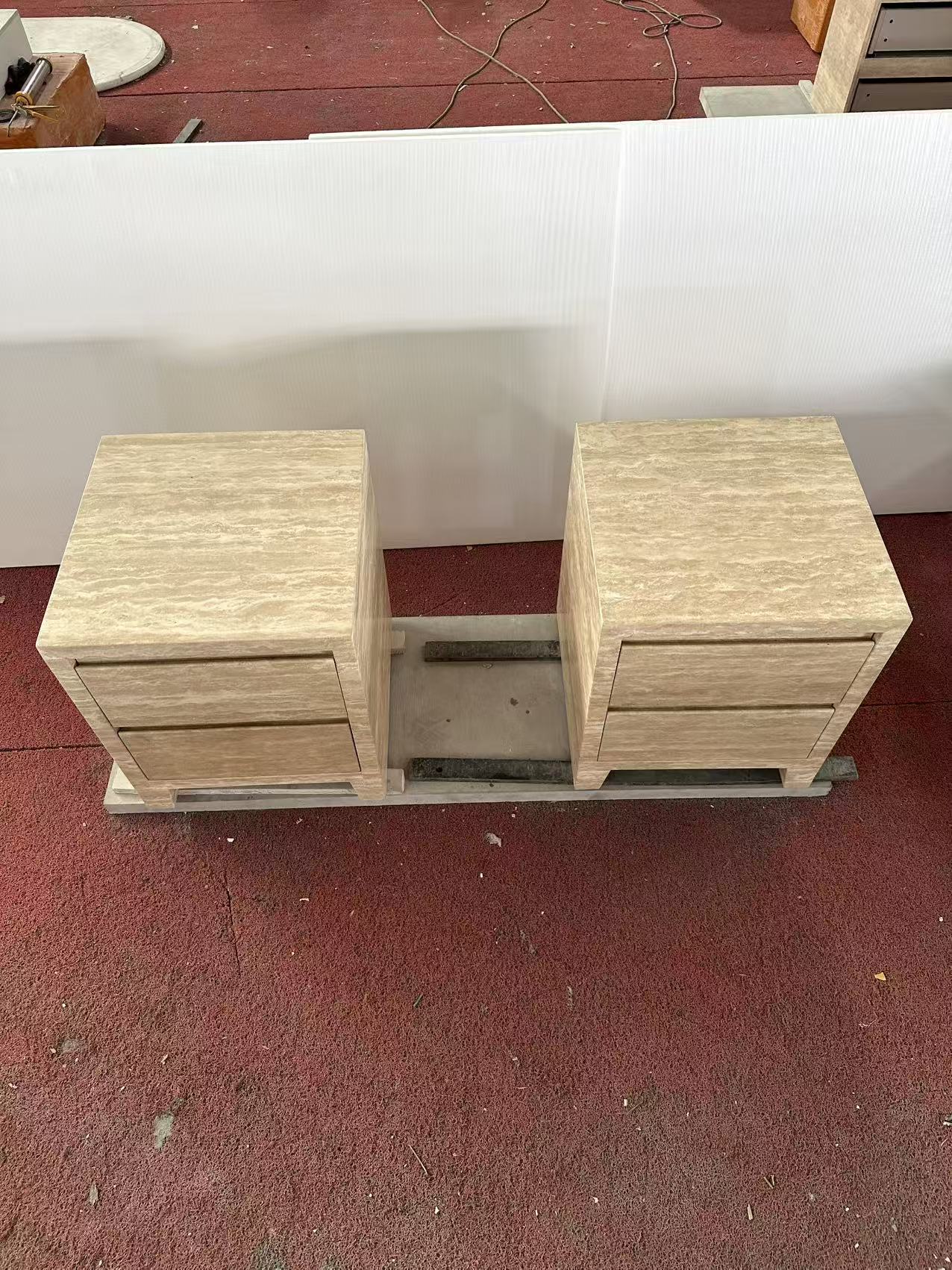 Beige Travertine Closed Nightstand | Ready to Ship