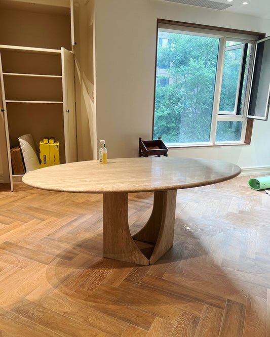 Beige Travertine Creative Dining Table