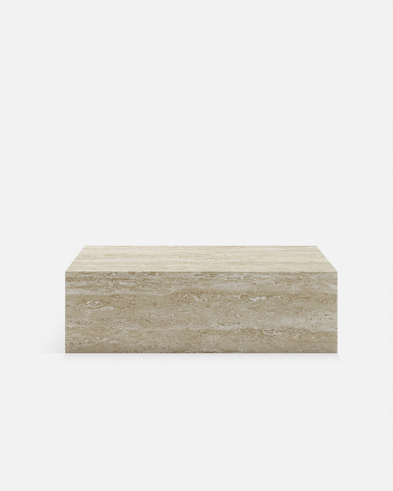Beige Travertine Marble Rectangle Plinth Coffee Table