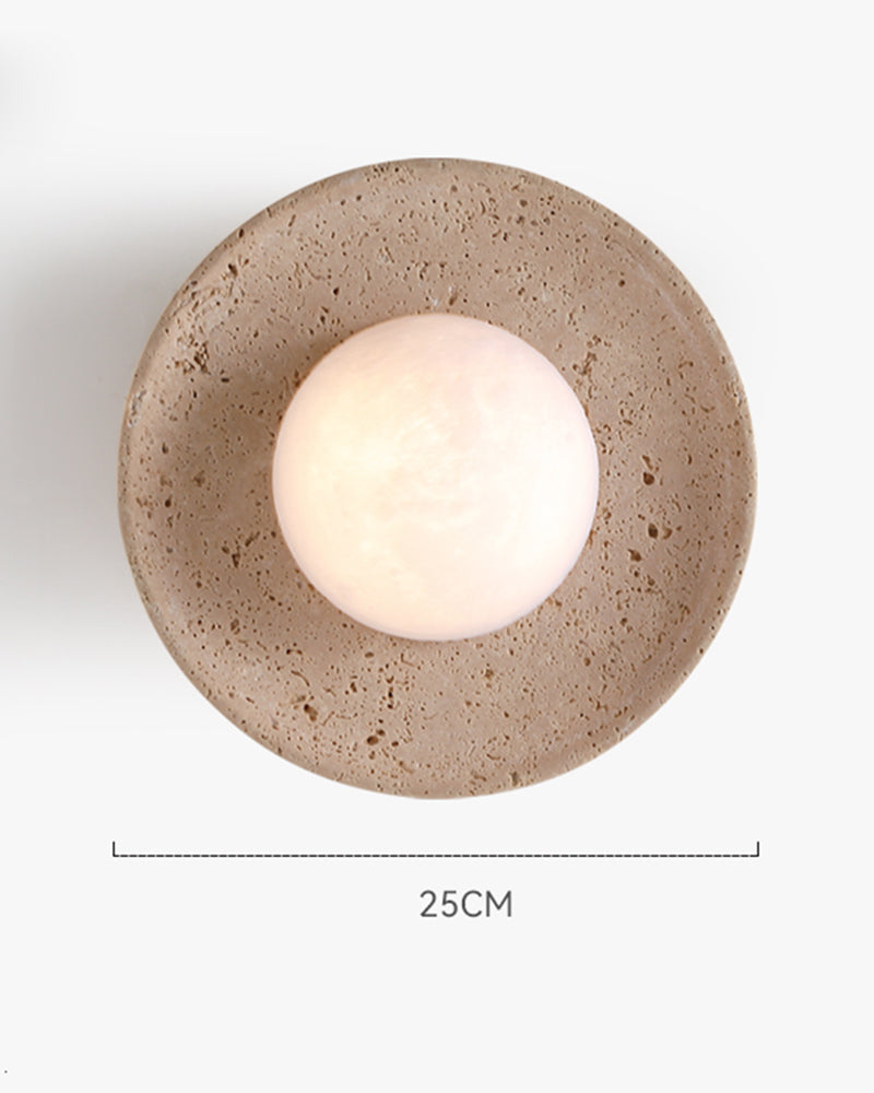 Beige Travertine Moon Wall Lamp