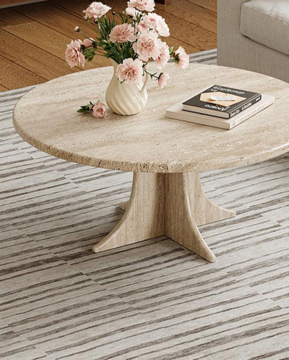Beige Travertine Octopus Base Coffee Table