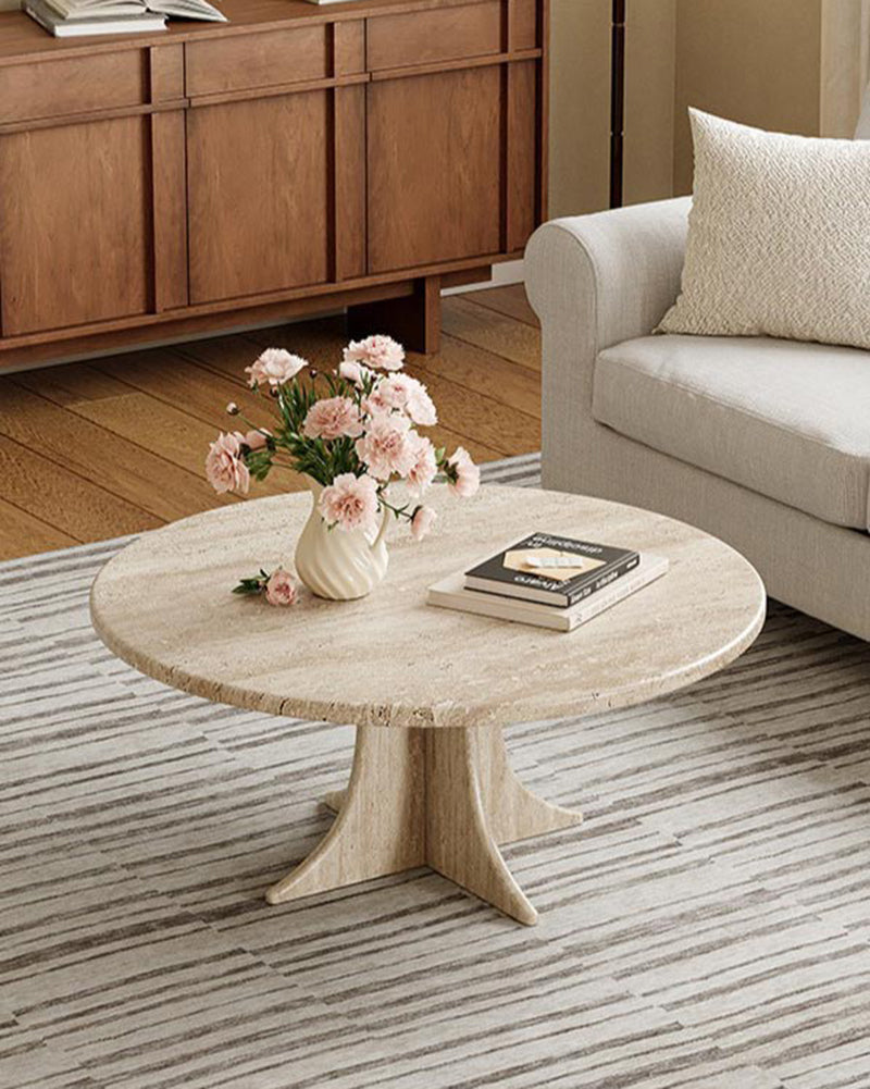 Beige Travertine Octopus Base Coffee Table