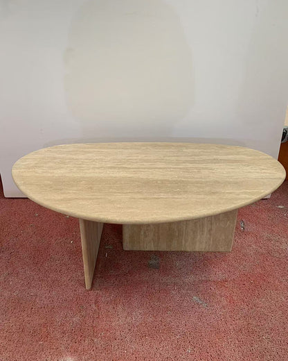Beige Travertine Organic Egg Shape Coffee Table