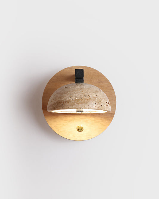 Beige Travertine Semicircle Wall Lamp