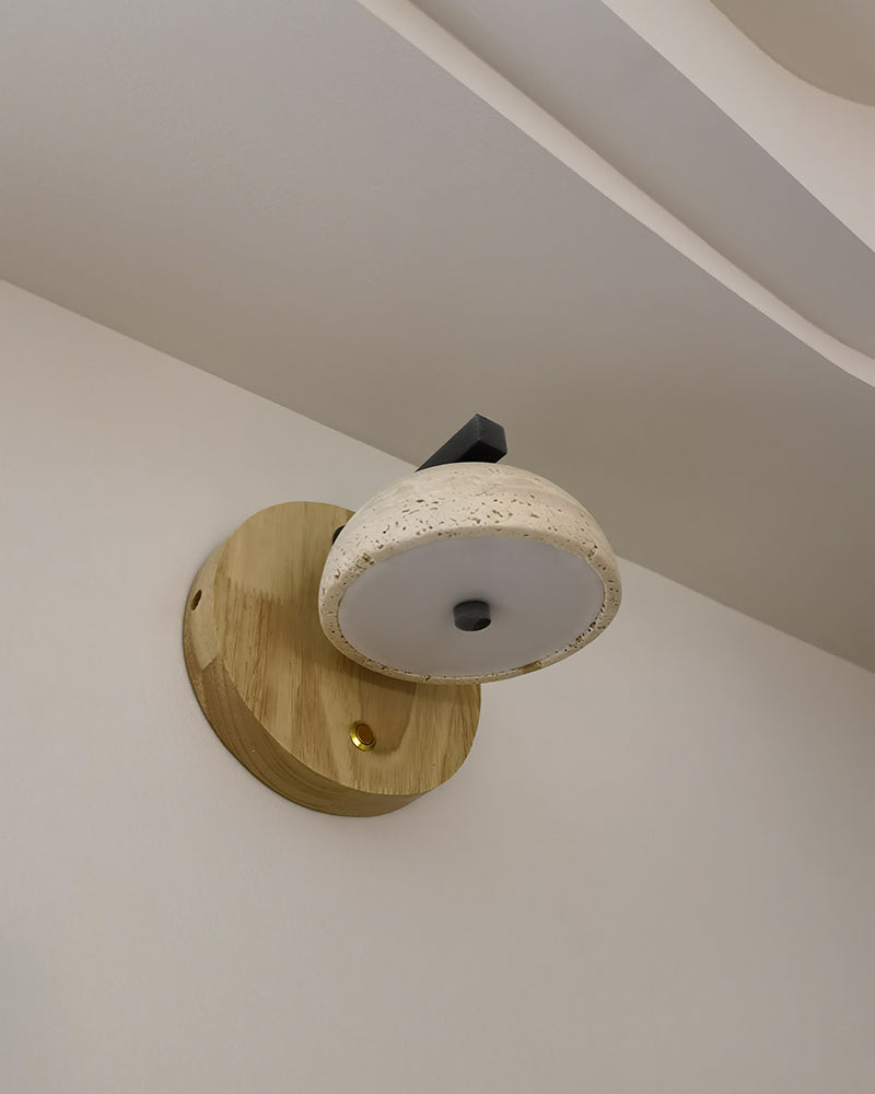 Beige Travertine Semicircle Wall Lamp