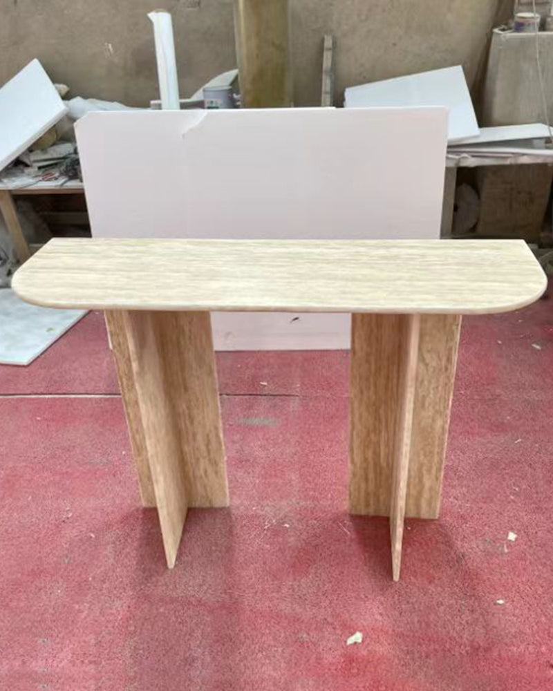 Beige Travertine Simple Console Table