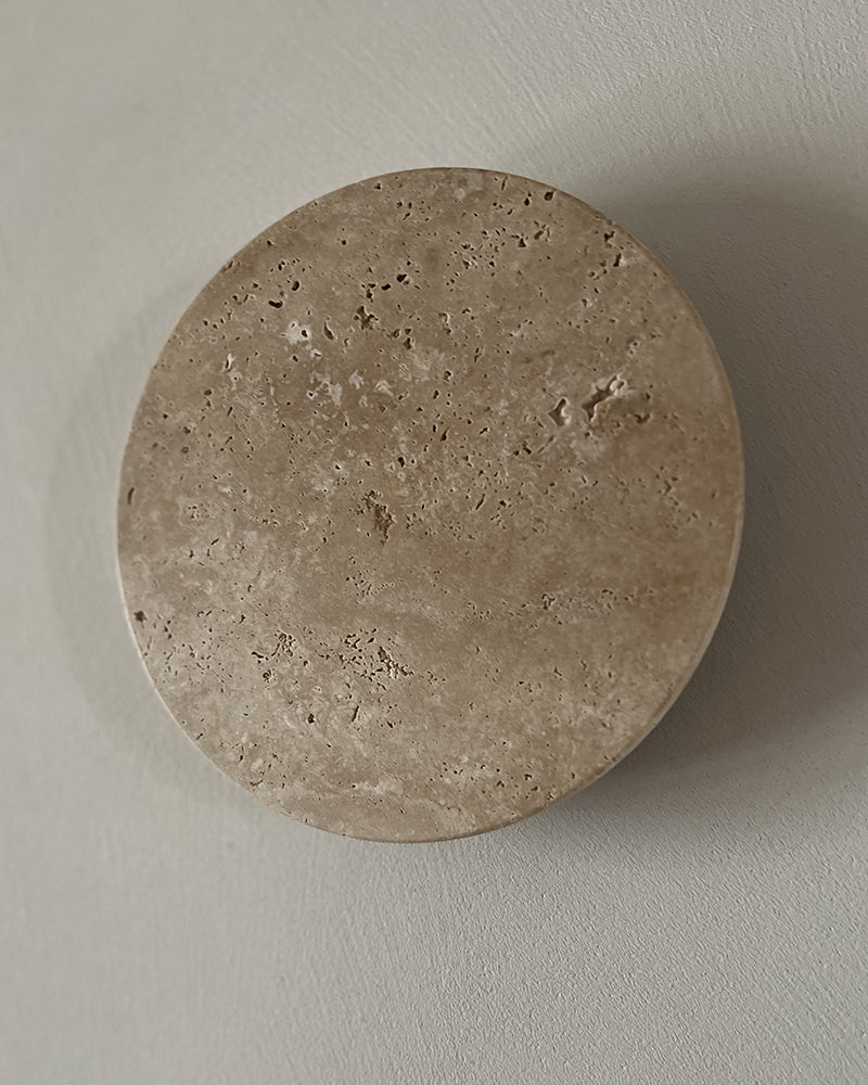 Beige Travertine Simple Round Wall Lamp