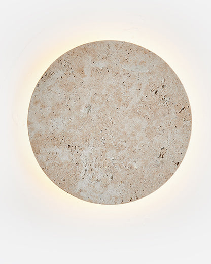 Beige Travertine Simple Round Wall Lamp