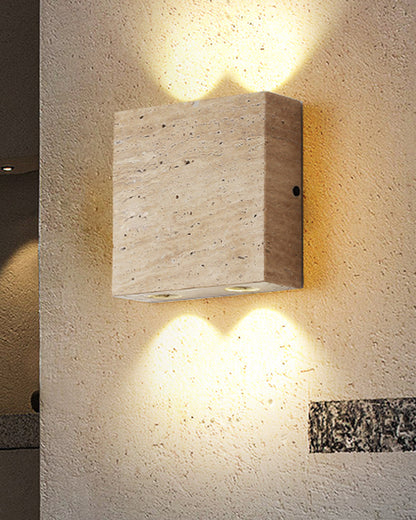 Beige Travertine Square Wall Lamp