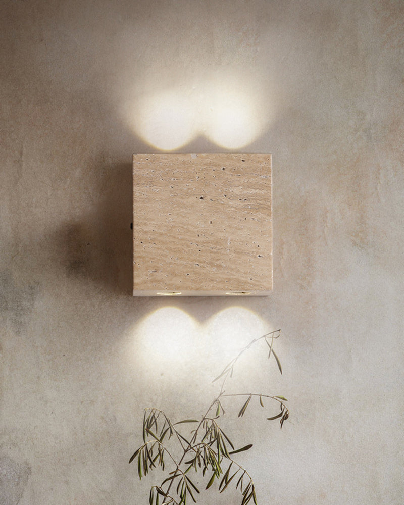 Beige Travertine Square Wall Lamp