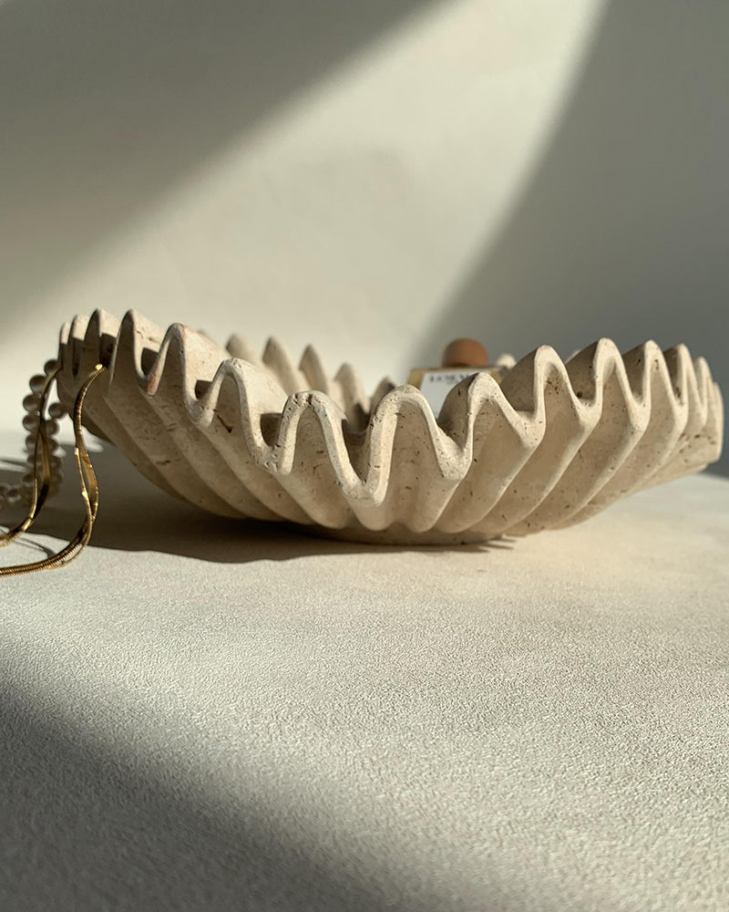 Beige Travertine Wave Bowl