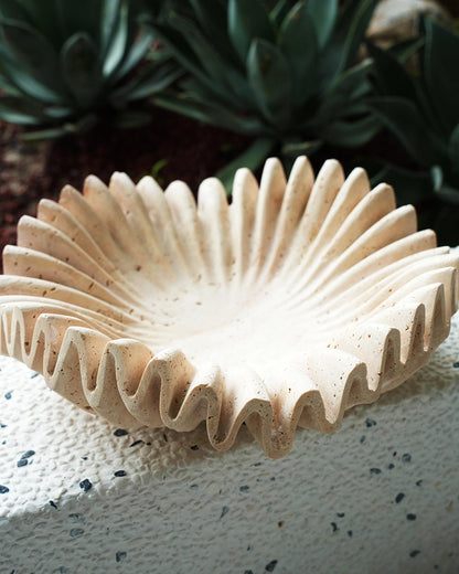 Beige Travertine Wave Bowl