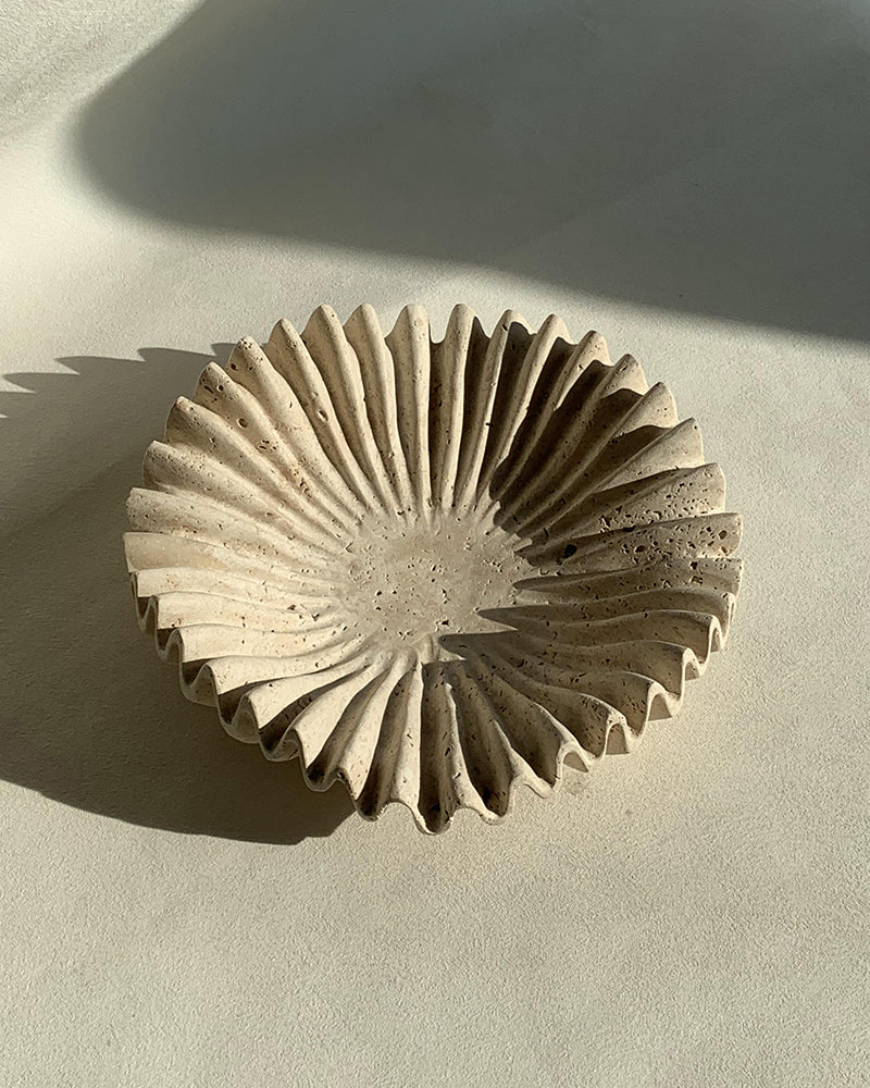 Beige Travertine Wave Bowl