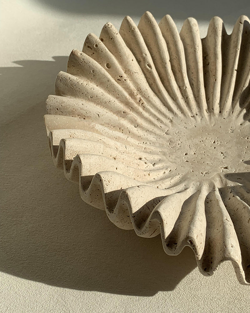 Beige Travertine Wave Bowl