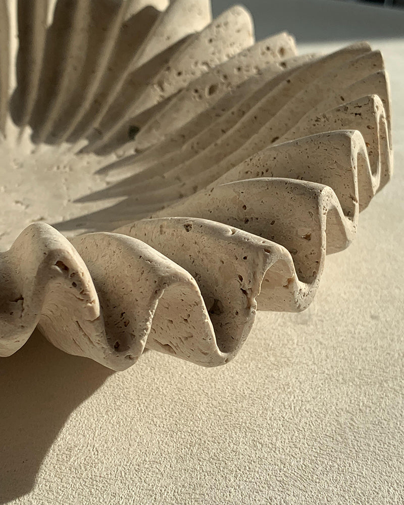 Beige Travertine Wave Bowl