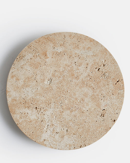 Beige Travertine Simple Round Wall Lamp