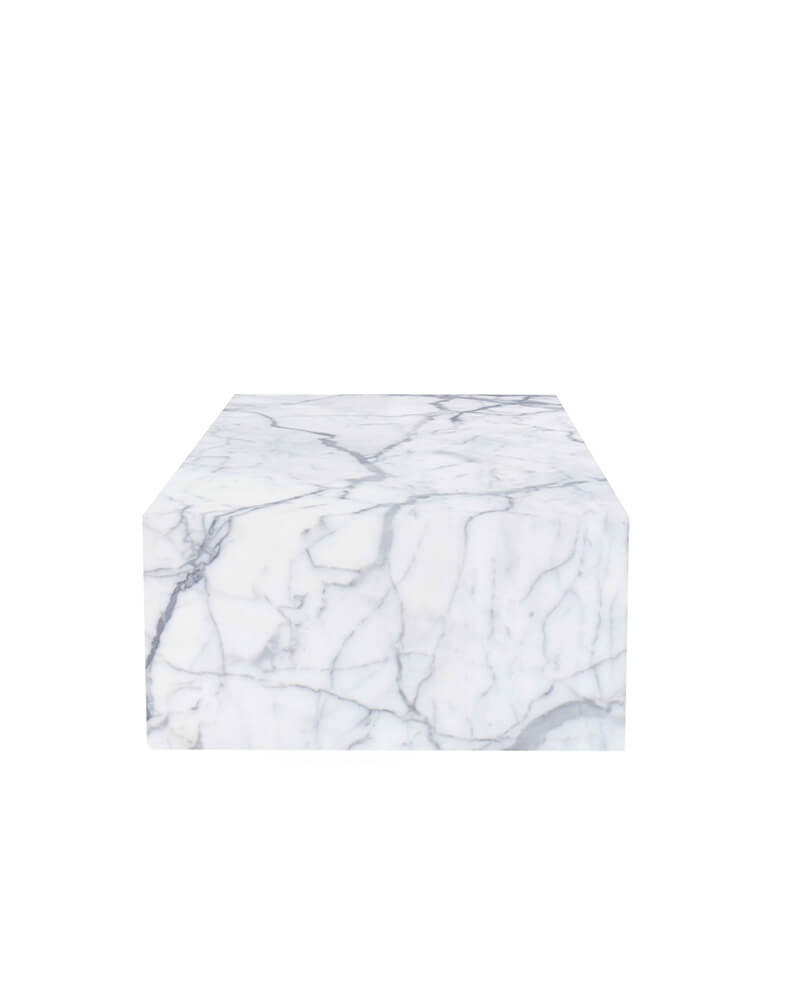 Bianco Statuario Venato Marble Rectangle Plinth Coffee Table