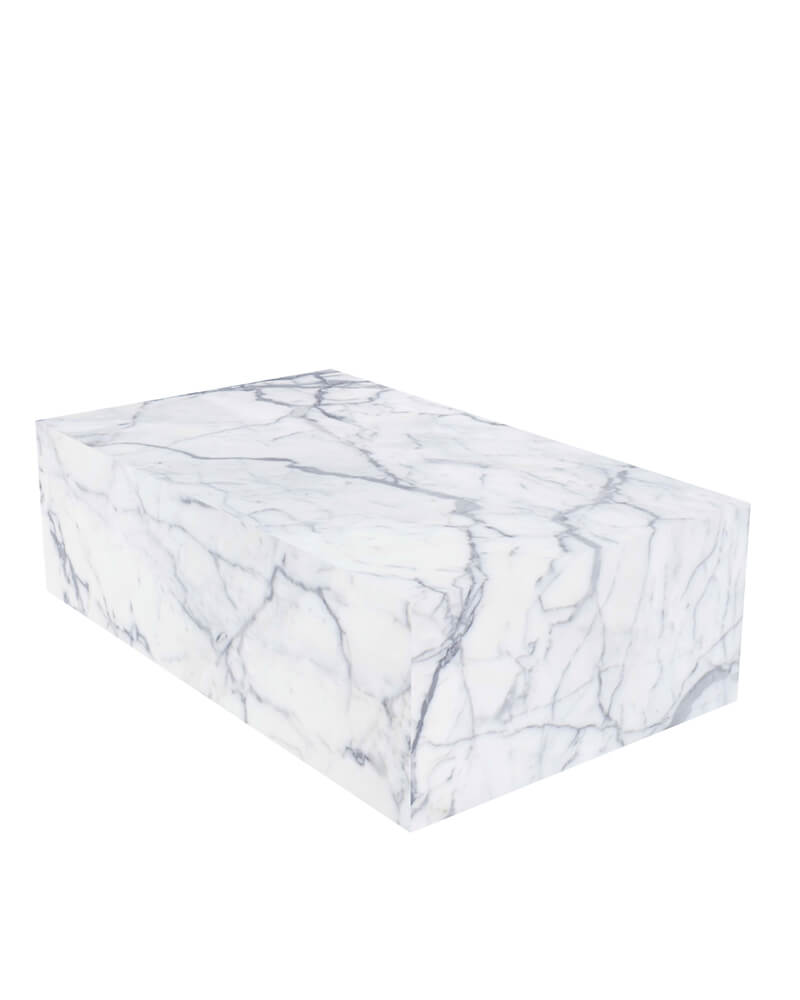 Bianco Statuario Venato Marble Rectangle Plinth Coffee Table