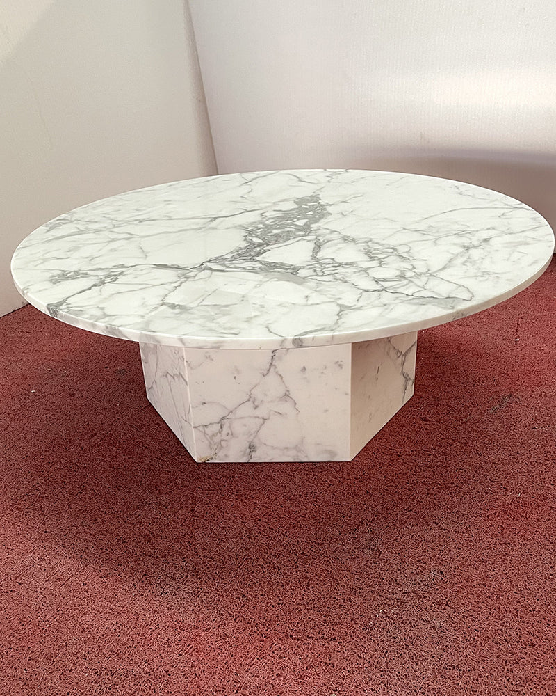 Bianco Statuario Venato Round Coffee Table