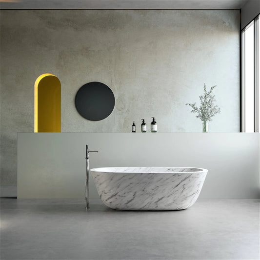 Marble Oval Bathtub | Luxury Modern Bathtub | White Marble Bathtub
