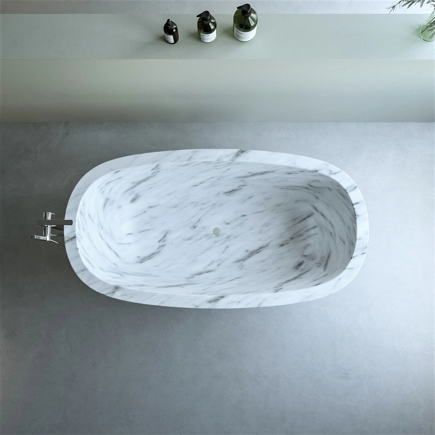 Marble Oval Bathtub | Luxury Modern Bathtub | White Marble Bathtub
