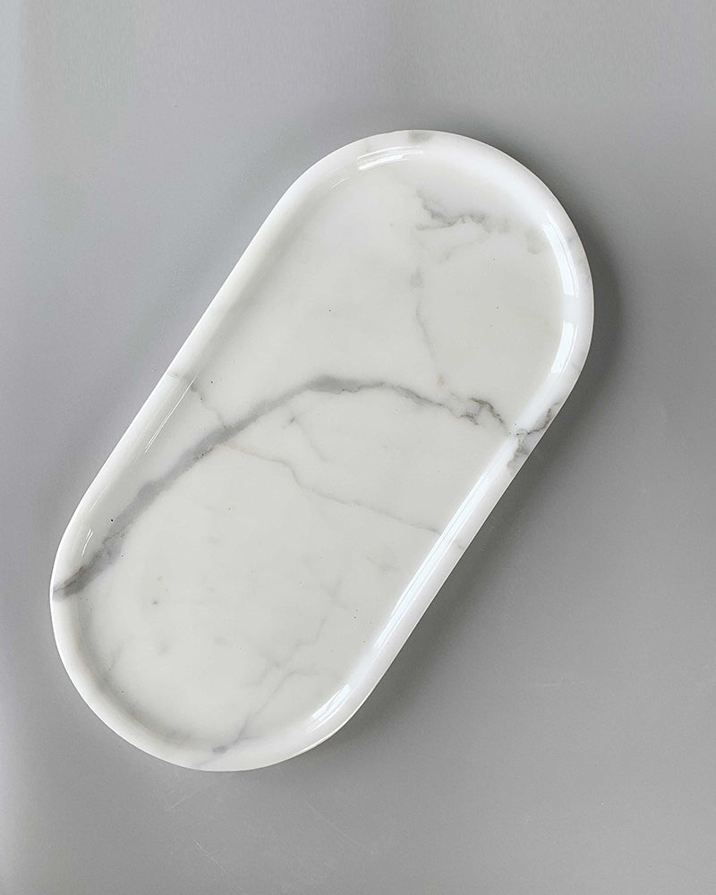 Bianco Statuario Venato Square Round Tray