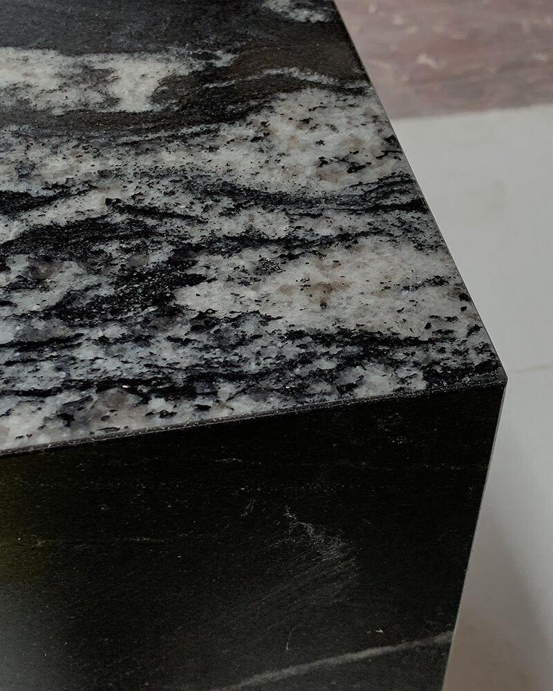 Black Marble Plinth Square Side Table