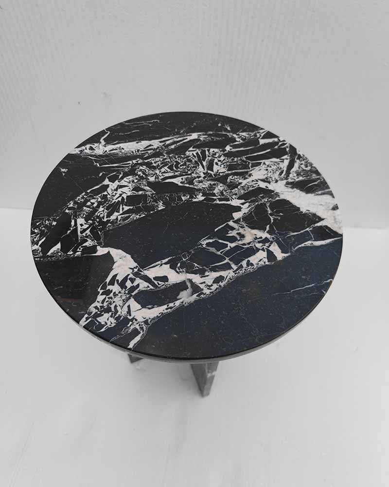 France Black Marble Polished Side Table 