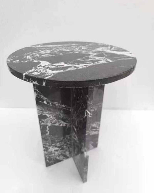 France Black Marble Polished Side Table 