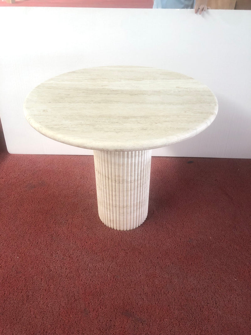 Round White Travertine Dining Table