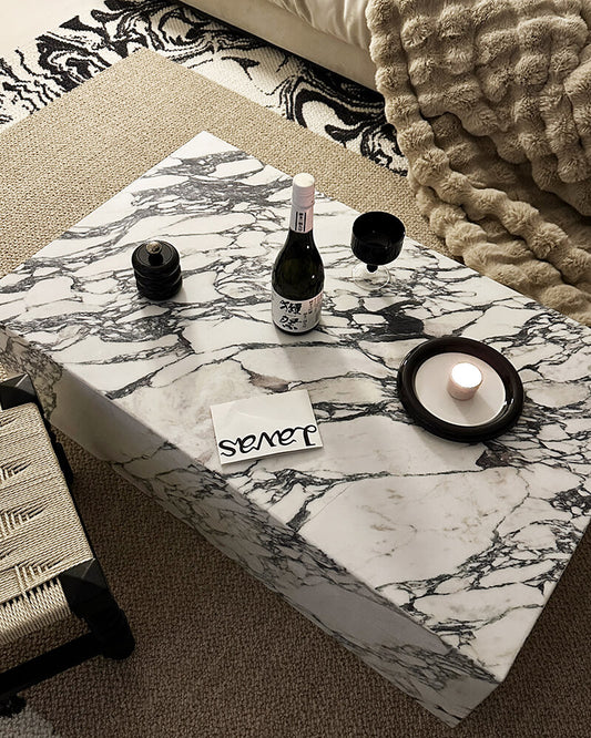 Natural Marble Rectangle Plinth Coffee Table