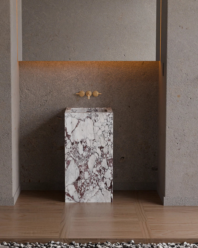 Calacatta Viola Marble Freestanding Pedestal Sink | Luxury Bathroom Basin | 40 × 40 × 86 cm