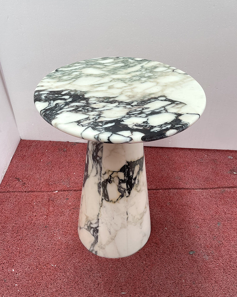 Calacatta Viola Marble Matte Tapered Base Side Table