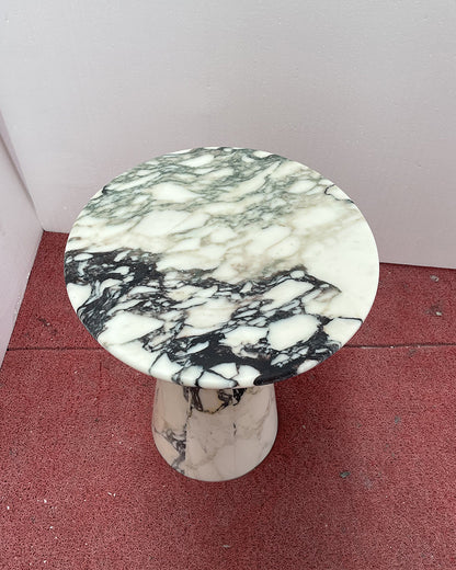 Calacatta Viola Marble Matte Tapered Base Side Table