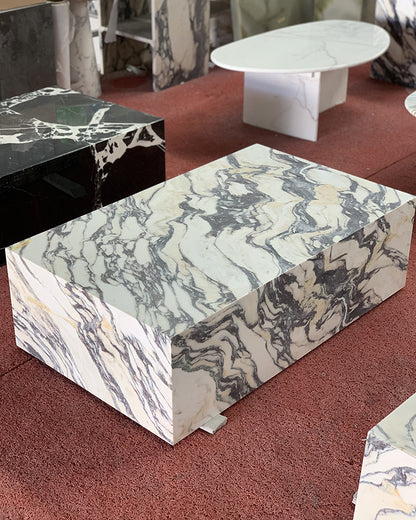 Calacatta Viola Marble Rectangle Plinth Coffee Table | Ready to ship