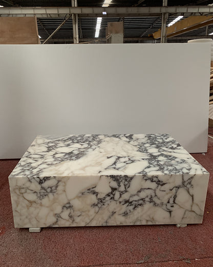 Calacatta Viola Marble Rectangle Plinth Coffee Table