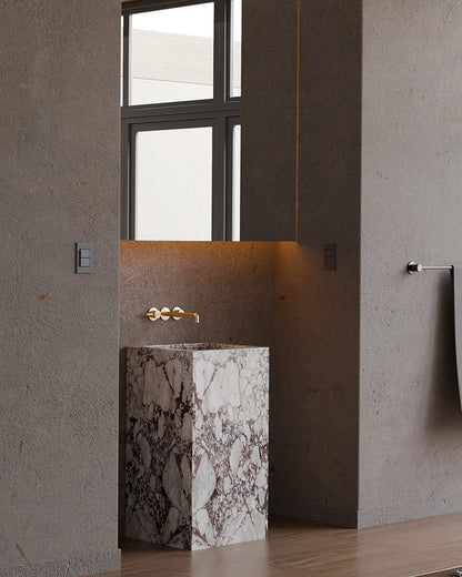 Calacatta Viola Marble Freestanding Pedestal Sink | Luxury Bathroom Basin | 40 × 40 × 86 cm
