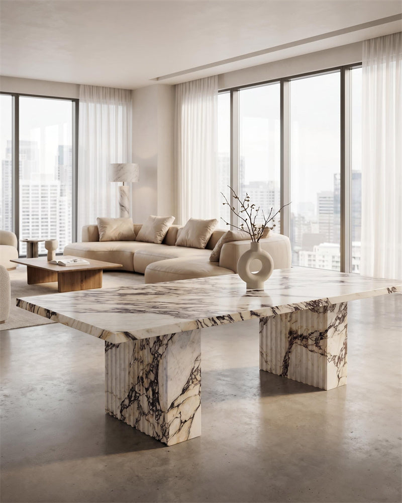 Natural Marble Calacatta Viola Rectangle Dining Table