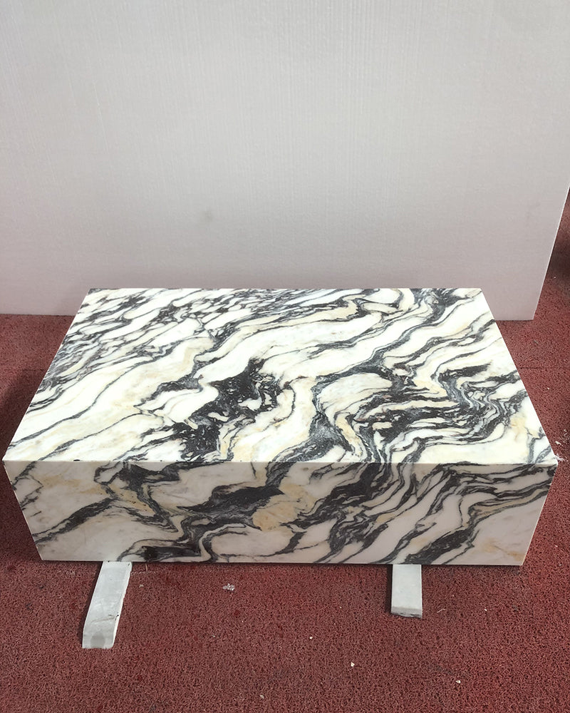 Calacatta Viola Marble Rectangle Plinth Coffee Table | Ready to ship