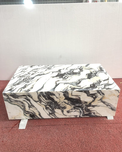 Calacatta Viola Marble Rectangle Plinth Coffee Table | Ready to ship