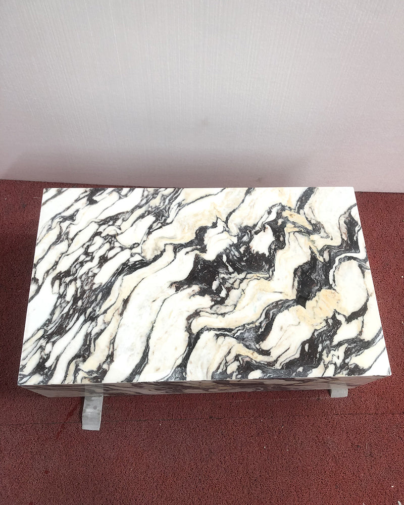 Calacatta Viola Marble Rectangle Plinth Coffee Table | Ready to ship