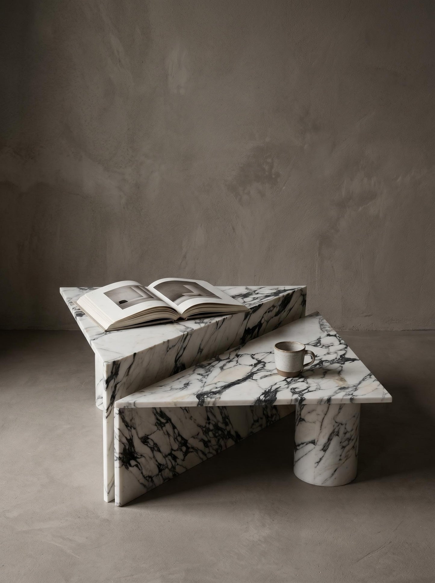 Natural Marble Calacatta Viola Triangle Coffee Table 2Pcs