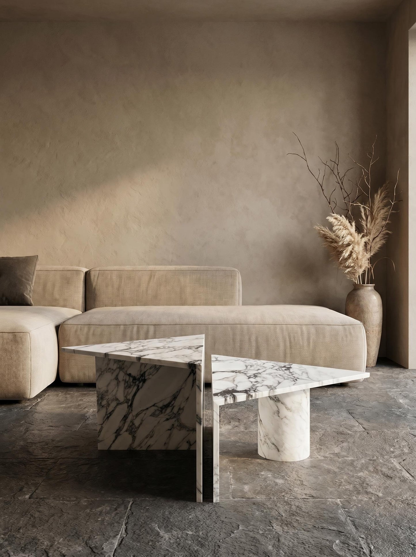 Natural Marble Calacatta Viola Triangle Coffee Table 2Pcs