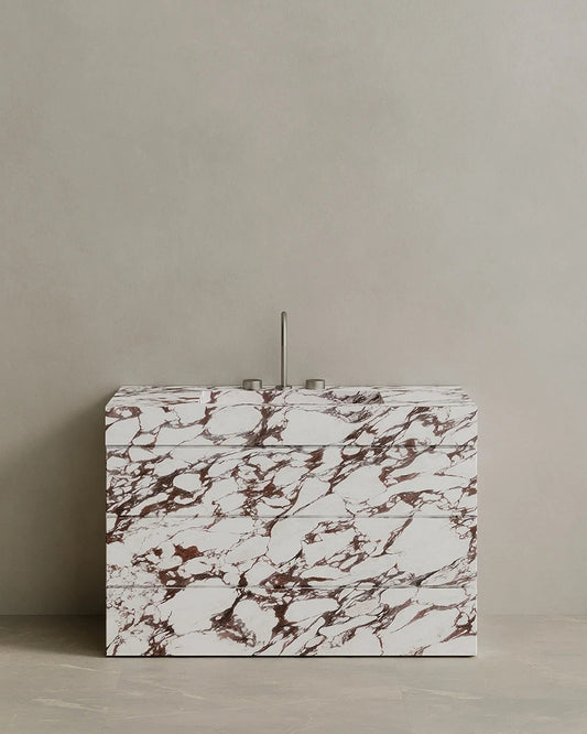 Natural Marble Bathroom Vanity with Drawer | Single Sink Vanity Cabinet | 125 × 49.8 × 83.5 cm